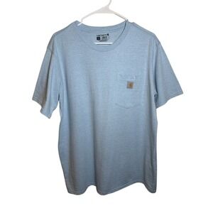 Carhartt Men's Short Sleeve Loose Fit Pocket Tee Work T-Shirt - Light Blue (K87)
